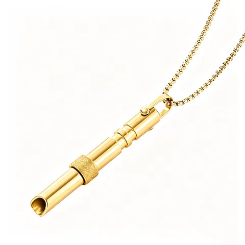 Mindfulness Breathing Whistle Necklace For Anxiety Relief Titanium Steel Rotating Bead Pendant Box Chain Minimalist Jewelry Gift