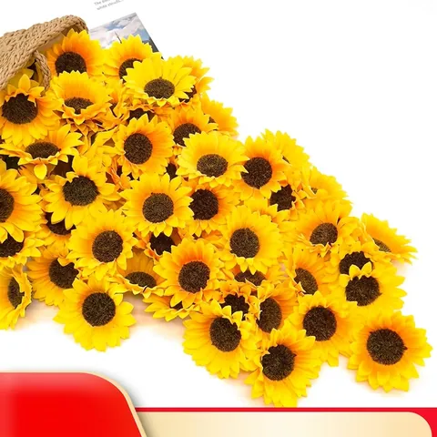 Artificial Sunflower Heads Fabric Sunflower Flower Heads For DIY Crafts Wedding Decor Home Party Photography Props Decoration
