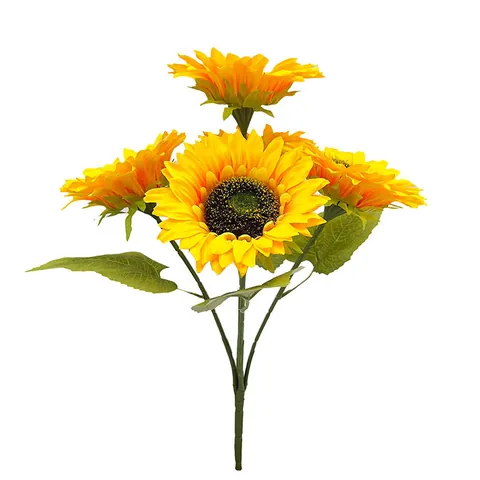 Künstlicher Sonnenblumenstrauß Satin-Stoff Multi-Kopf Blumen Heimdekoration Hochzeit Fotografie Requisite Gelbe Florale Anordnung