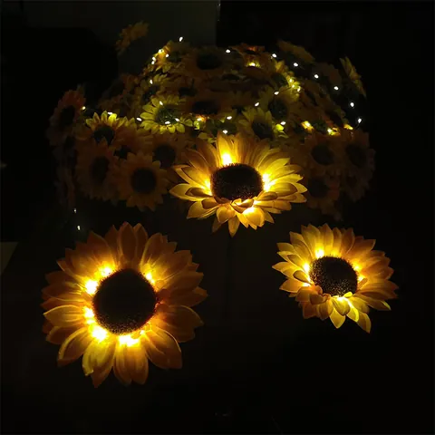 Solar LED Sunflower Lights Outdoor Garden Decor Simulation Flower Landscape Lamp Waterproof Pathway Yard Lawn Lighting