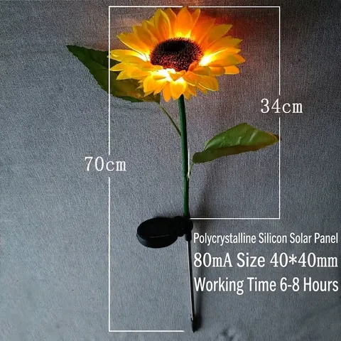 Solar LED Sunflower Lights Outdoor Garden Decor Simulation Flower Landscape Lamp Waterproof Pathway Yard Lawn Lighting