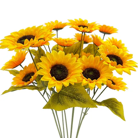 64cm Künstliche Sonnenblume Seidenblume 3-Kopf Simulation Sonnenblume Stiel Für Hochzeit Heimdekoration Fotorequisiten Siebdruck Gelbe Künstliche Blume