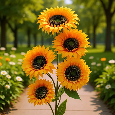 Langstielige Künstliche Sonnenblume Mehrköpfige Seidenstoffblume Für Hochzeitsdeko Pastoraler Stil Künstliche Sonnenblume Foto-Requisite