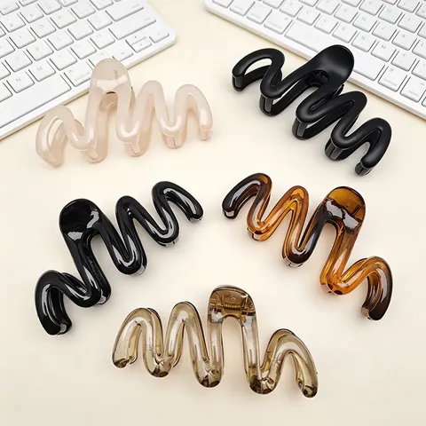 Elegant Wavy PC Hair Claw Clip Korean Style Nonslip Large Shark Clip Matte Glossy Hair Clamp Accessories For Women Daily Styling