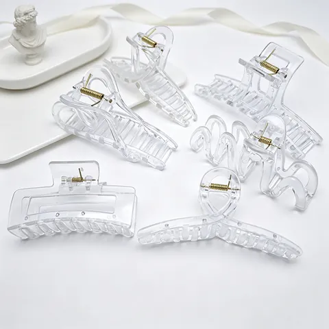 DIY Transparent PC Hair Claw Clips Large Shark Clip Minimalist Geometric Clear Plastic Hair Clips For Women DIY Material