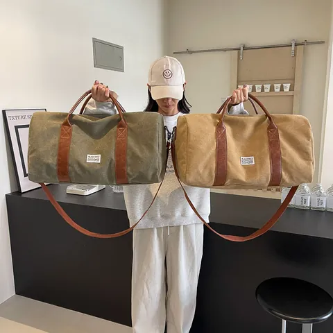 Grote Capaciteit Canvas Reistas Voor Dames Heren Weekend Duffel Tas Sporttas Casual Schoudertas Crossbody Tas 2025 Nieuwe Reistas