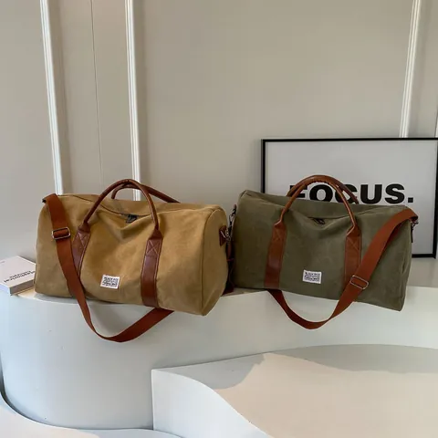 Grote Capaciteit Canvas Reistas Voor Dames Heren Weekend Duffel Tas Sporttas Casual Schoudertas Crossbody Tas 2025 Nieuwe Reistas