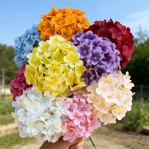 Künstliche Hortensie Blume Einzelner Stiel Lollipop Stil Kunstseide Blume Für Hochzeit Party Zuhause Hotel Büro Dekoration Floristik