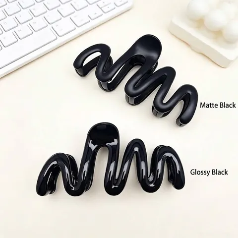 Elegant Wavy PC Hair Claw Clip Korean Style Nonslip Large Shark Clip Matte Glossy Hair Clamp Accessories For Women Daily Styling
