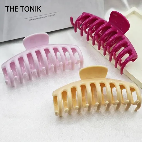Large Bone Hair Claw For Women PS Painted Shark Clip Versatile Solid Color Fashion Non-Slip Hair Crab Accessories