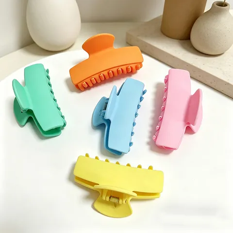 Women Large Matte Rectangular Hair Claw Clip Shark Hair Clip Fresh Dopamine Color Non-Slip Hair Accessory For Thick Hair