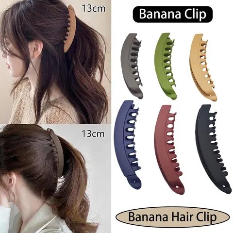 Large Matte Banana Hair Clip For Women Vertical Hair Claw For Thick Hair Simple High Ponytail Holder Elegant Hair Accessory