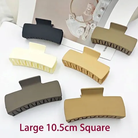 Matte Large Square Shark Hair Clip For Women Solid Color Simple Geometric Plastic Hair Claw For Thick Hair Styling Accessory