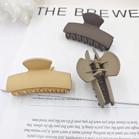 French Retro Matte Rectangle Hair Claw Clip Large Shark Clip Elegant Matte Spray Painted Headwear Hairpin Accessory For Women