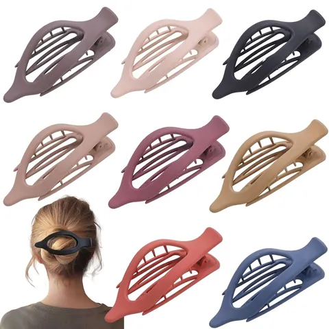 Matte Large Duckbill Hair Claw Clips Minimalist Hollow Geometric Shark Clip Fashion Hair Accessories For Women Daily Styling