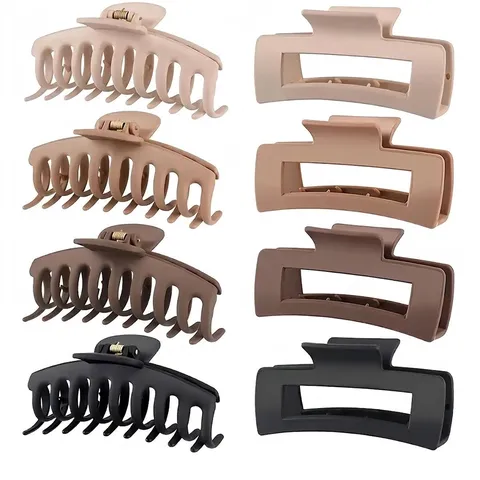 Matte Texture Hair Claw Clips Large Square And Dragon Bone Shark Clips Minimalist Non-Slip Hair Clips For Thick Hair Women Hair Accessories