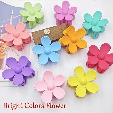 Matte Flower Hair Claw Clips Large Floral Hair Jaw Clips Non-Slip Matte Finish Hair Accessories For Women Thick Hair Bathing Styling Sun Flower Shark Clip