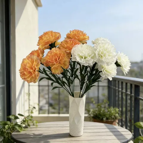 Bouquet di Garofani Artificiali in Poliestere Fiori Finti per Decorazione Casa Vetrine Oggetti di Scena per Fotografia
