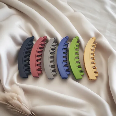 Large Matte Banana Hair Clip For Women Vertical Hair Claw For Thick Hair Simple High Ponytail Holder Elegant Hair Accessory