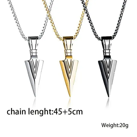 Vintage Alloy Spearhead Pendant Necklace For Men Women Personalized Triangle Arrowhead Punk Style Geometric Jewelry Accessory