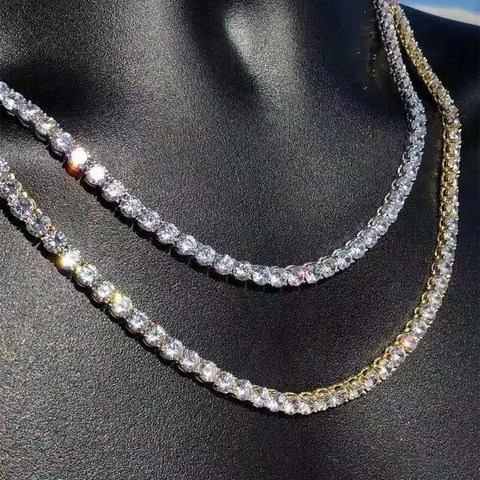 Uomini Donne Hip Hop Collana Tennis Singola Riga Pieno Strass Catena Girocollo Moda Gioielli Regalo