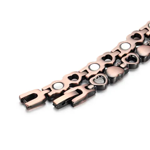 Vintage Antikes Kupfer Magnet Armband Für Damen Herren Herzförmige Glieder Gesundheit Wellness Armband Legierung Gebürsteter Schmuck