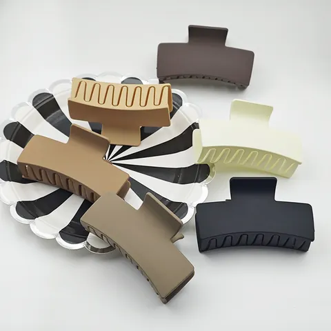 Solid Square Hair Claw Clip Matte Finish Large Shark Clip For Women Back Of Head Updo Hair Accessory Ins Style