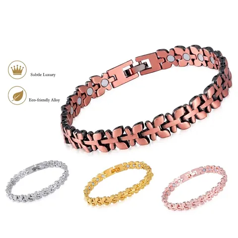 Fashion Women Magnetic Therapy Bracelet Butterfly Clover Shape Adjustable Alloy Bangle Magnetic Health Care Jewelry Gift