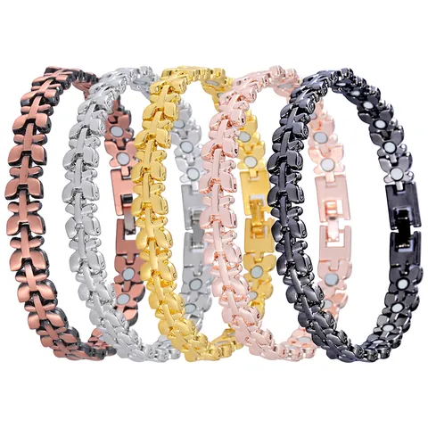 Fashion Women Magnetic Therapy Bracelet Butterfly Clover Shape Adjustable Alloy Bangle Magnetic Health Care Jewelry Gift