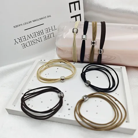 Koreaanse Stijl Hoge Elasticiteit Haartouw Kraal Paardenstaarthouder Effen Kleur Duurzame Decoratieve Haarelastiekjes Voor Vrouwen Meisjes Accessoires