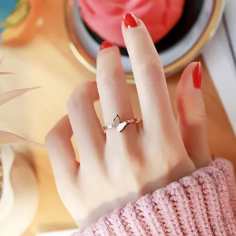 Fashion Titanium Double-Layer Frosted Butterfly Ring For Women Minimalist Personalized Rose Gold Gold Color Butterfly Animal Finger Ring Gift