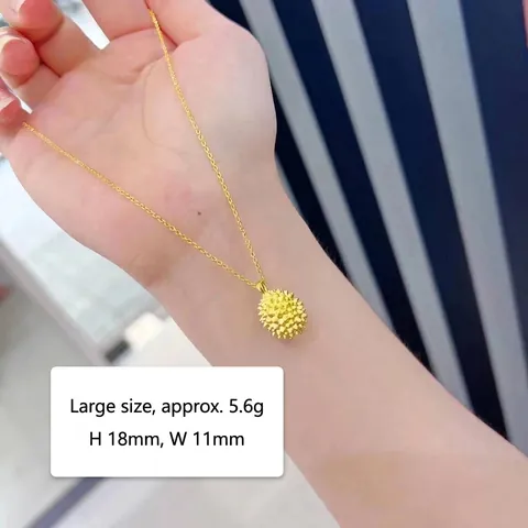 Creative Gold Plated Durian Fruit Pendant Necklace Titanium Steel Alloy Chain Nature Inspired Jewelry For Women Girls Gift