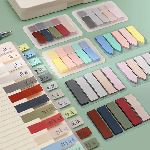 Colorful Morandi Sticky Notes Translucent Index Tabs For Notebook Student Office Marking Stationery Cute Self Adhesive Label Stickers