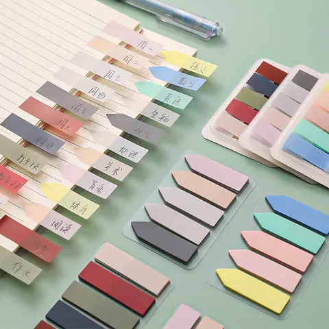 Colorful Morandi Sticky Notes Translucent Index Tabs For Notebook Student Office Marking Stationery Cute Self Adhesive Label Stickers