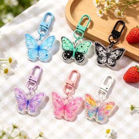 Cartoon Butterfly Kite Panda Acrylic Keychain Cute Animal Bag Charm Student Schoolbag Pendant Gift