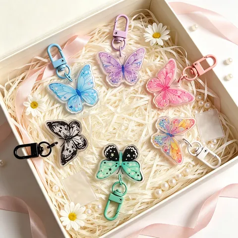 Cartoon Butterfly Kite Panda Acrylic Keychain Cute Animal Bag Charm Student Schoolbag Pendant Gift