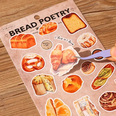 Vintage Baking Food Dessert Theme Journaling Stickers Cute Bread Coffee Pastry DIY Scrapbooking Decorative Craft Stickers