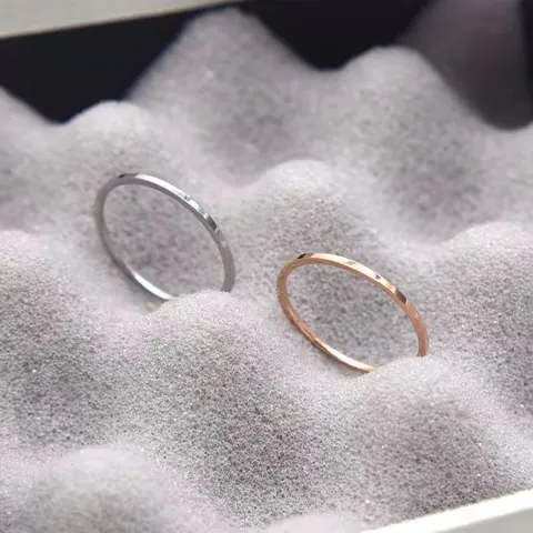 Minimalist Stainless Steel Thin Ring Polished Titanium Steel Simple Geometric Round Band Jewelry For Unisex Couple Gift