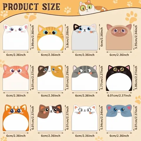 Bloc-notes Autocollants Mignons en Forme d'Animaux Dessins Animés Chat Chien pour Étudiants Bureau Papeterie Étiquettes de Notes Autocollantes