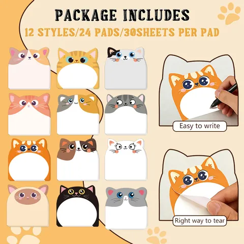 Süße Cartoon Katze Hund Irreguläre Haftnotizen Selbstklebende Notizblöcke Für DIY Scrapbooking Tagebuch Schule Büro Schreibwaren