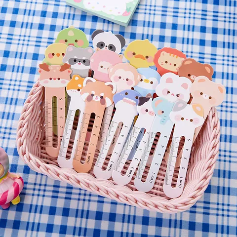 Cute Cartoon Animal White Cardboard Ruler Bookmarks Set Scale Measurement Reading Index Page Marker For Kids Student Stationery