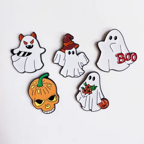 Halloween Ghost Pumpkin Brooches Spooky Enamel Pins Cartoon Skull Wizard Hat Ghost Badges Party Jewelry Gifts For Backpack