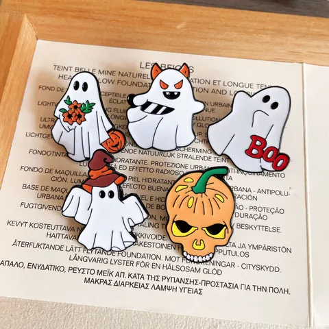 Halloween Ghost Pumpkin Brooches Spooky Enamel Pins Cartoon Skull Wizard Hat Ghost Badges Party Jewelry Gifts For Backpack