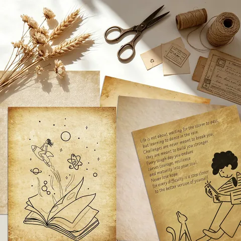 Retro Vintage A4 Printing Paper For DIY Scrapbooking Decorative Texture Paper Double Sided Writing Stationery 50 Sheets Pack