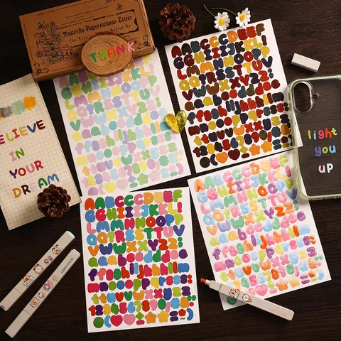 Cartoon Buchstaben Zahlen Aufkleber Für Kinder DIY Handkonto Scrapbooking Synthetisches Papier Selbstklebendes Alphabet Dekorative Aufkleber