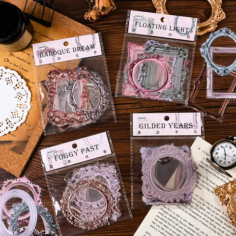 Retro PET Hollow Photo Frame Stickers Baroque Vintage Scrapbooking Supplies DIY Decorative Collage Stickers For Hand Account