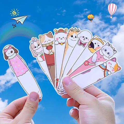 Cute Cartoon Animal Paper Bookmarks 30 Pieces Pack Cat Dog Designs Ins Style Student Reading Stationery Rewards Gift