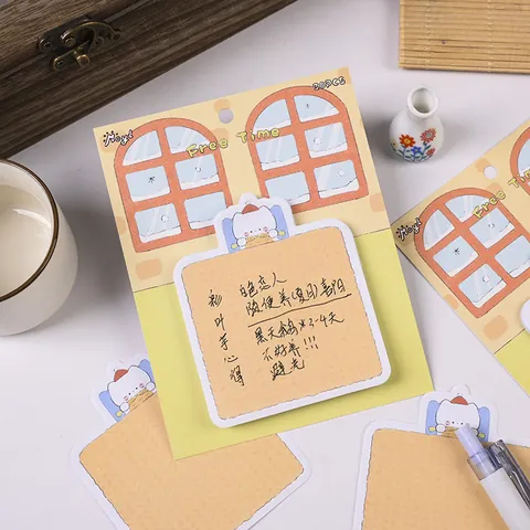 Cute Cat Sticky Notes Cartoon Animal Memo Pads Self-Adhesive Paper Tabs For Students Office Notes Decorative Stationery Label