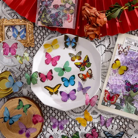 Calcomanías de Mariposas de PET Transparente Hermosas Calcomanías Decorativas de Insectos Para Diario de Bricolage Scrapbooking Papelería