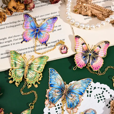 Klassischer Chinesischer Metall Schmetterling Lesezeichen Ausgehöhlt Emaille Buchzeichen Mit Quastenanhänger Künstlerische Kunstmalerei Trägerkarte Feines Briefpapier Literarisches Geschenk Für Lehrer Absolventen